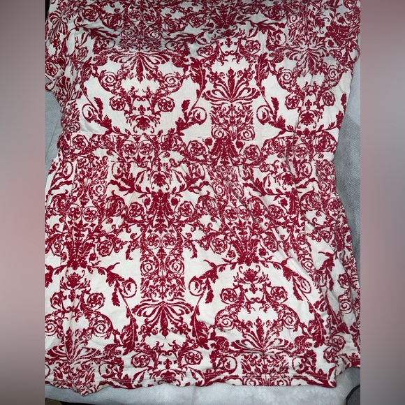 Style & Co Soft Empire Waist V-Neck Red & White Toile Short Sleeved Top, Size L - Picture 7 of 8